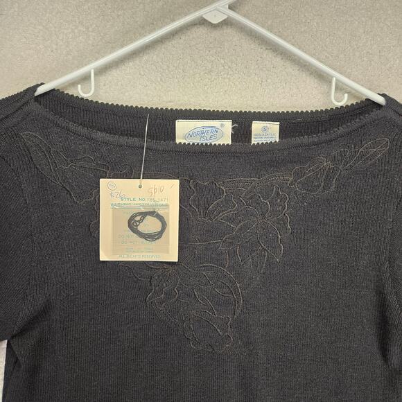 Northern Isles Embroidered Sweater Womens S Acrylic Pullover Scoop Neck NEW - Picture 2 of 11